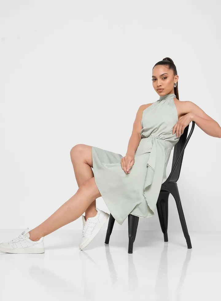 Ruffled Halter Neck Dress