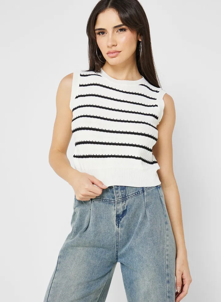 Striped Sleeve Knit