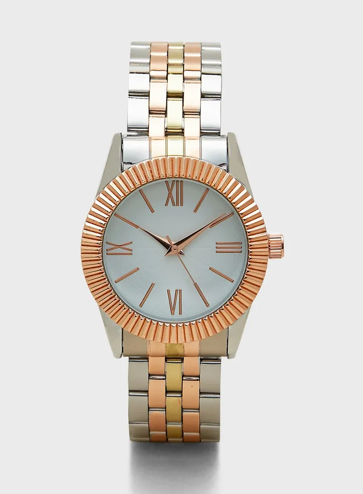 Tri Tone Bracelet Watch
