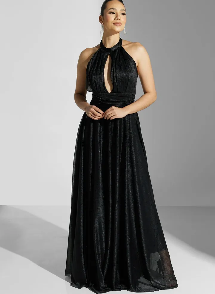 Cutout Detail Shimmer Dress