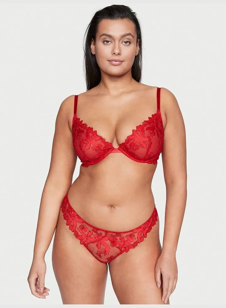 Floral Embroidered Thong Panty