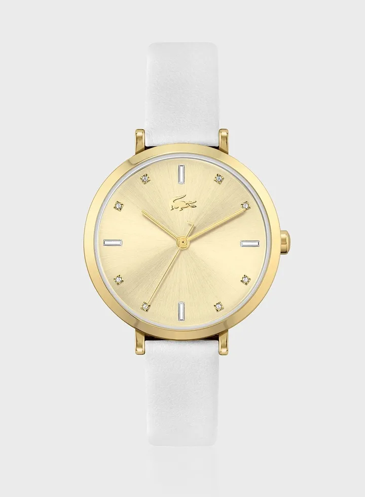 Geneva Leather Strap Analog Watch