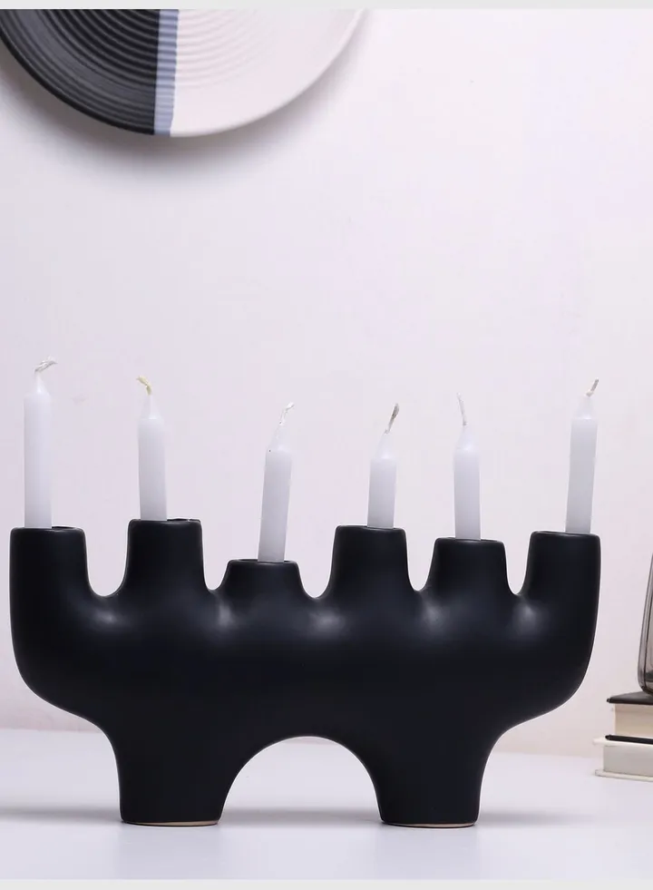 Solid Minimalistic Modern Ceramic Candle Holder for Home Decor