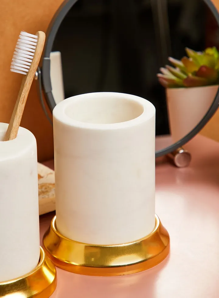 White Marble & Brass Tumbler