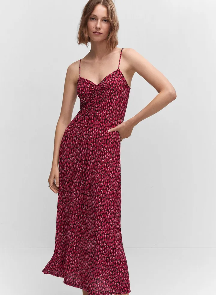 Ruched Floral Print Dress