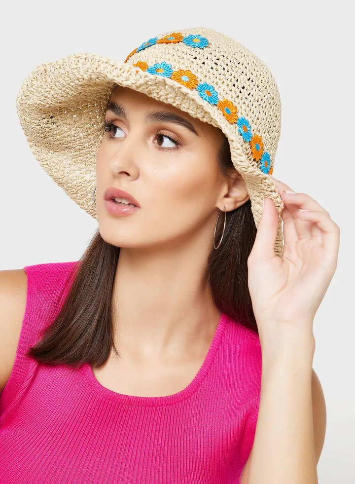Crochet Floral Bucket Hat