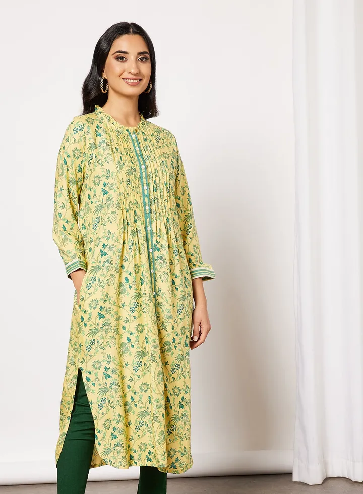 Floral Print Kurta Yellow