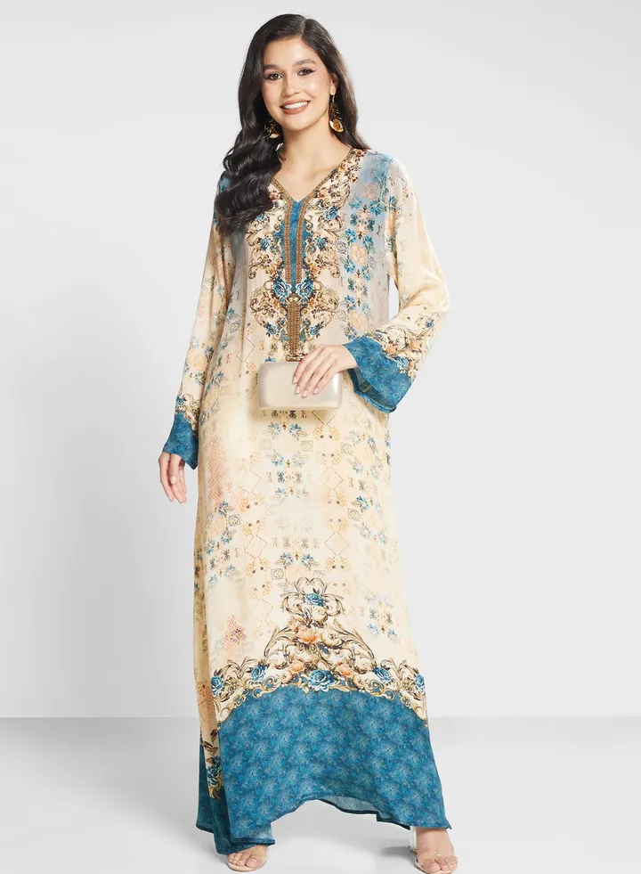 Floral Printed Jalabiya