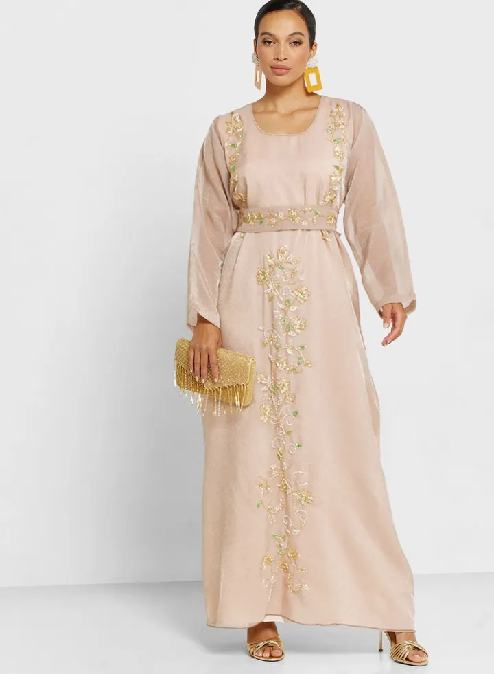 Embellished Belted Jalabiya