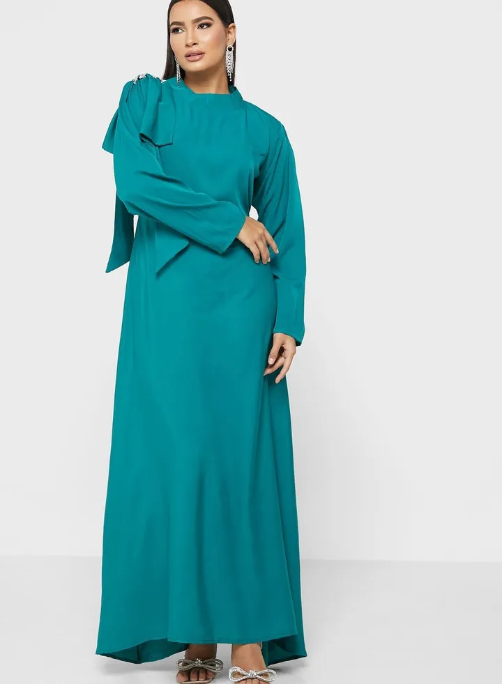 Puff Sleeve High Neck Dress