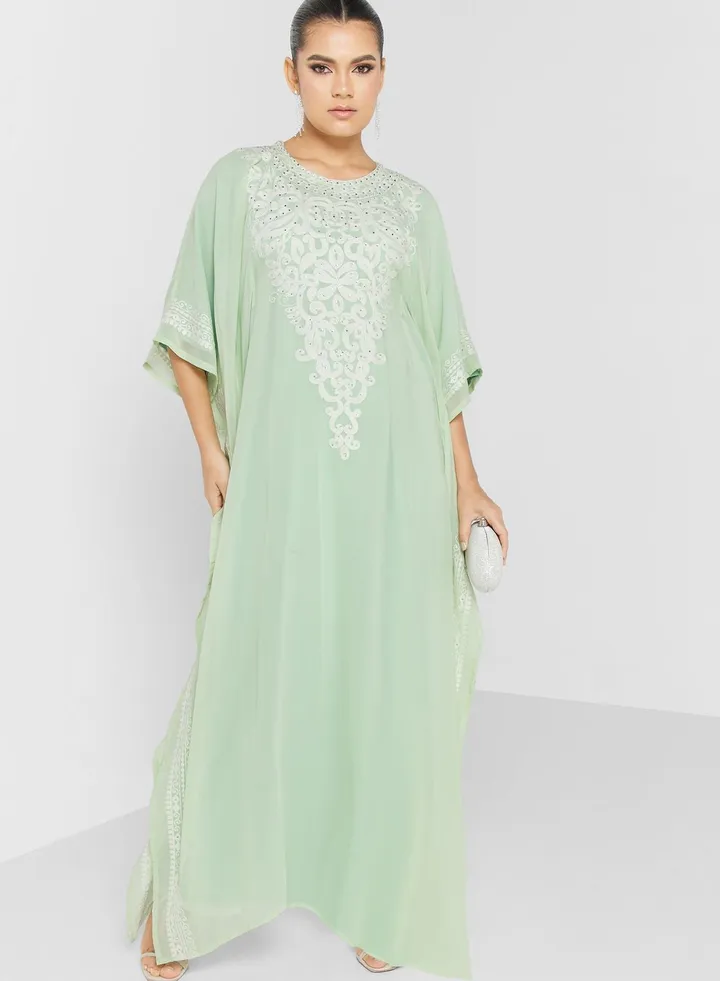 Batwing Sleeve Embroidered Abaya