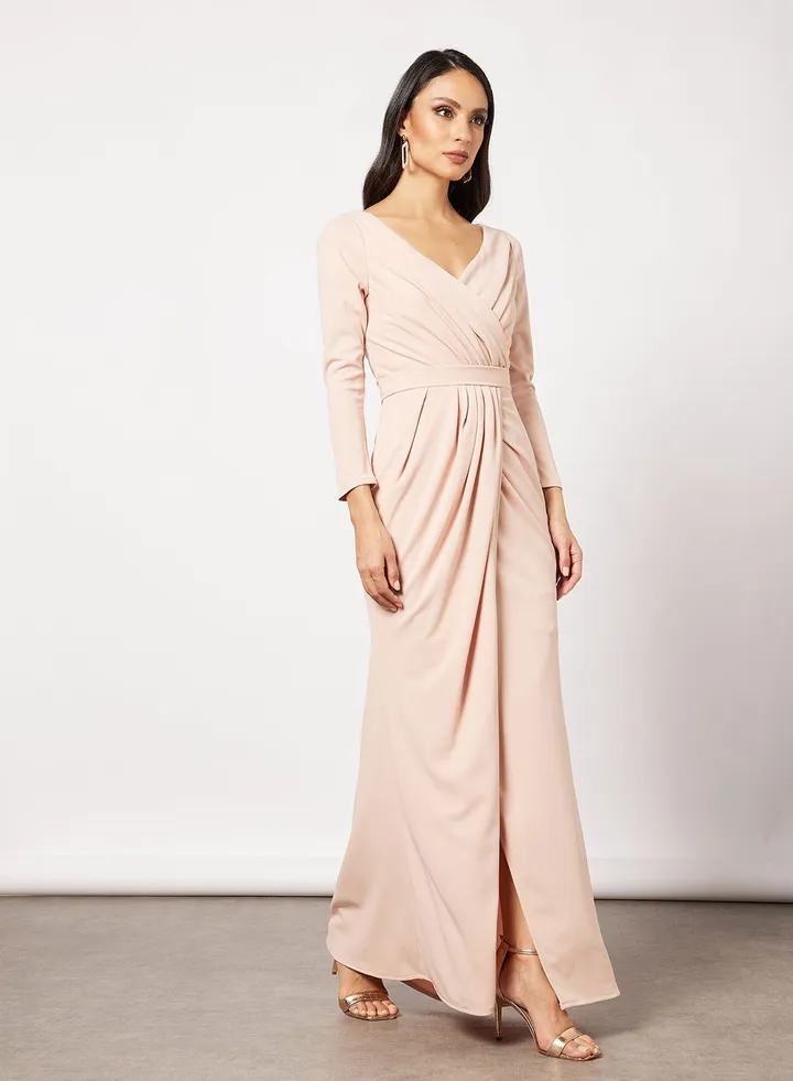 Pleat Detail Column Dress