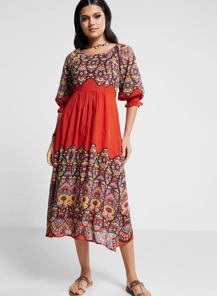 Colorblock Printed Dress