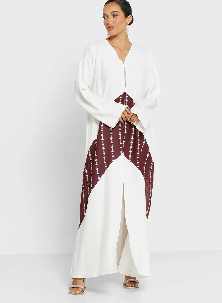 Color Block Embellished Abaya