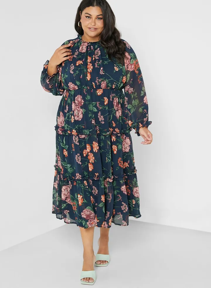 Floral Print Tiered Dress