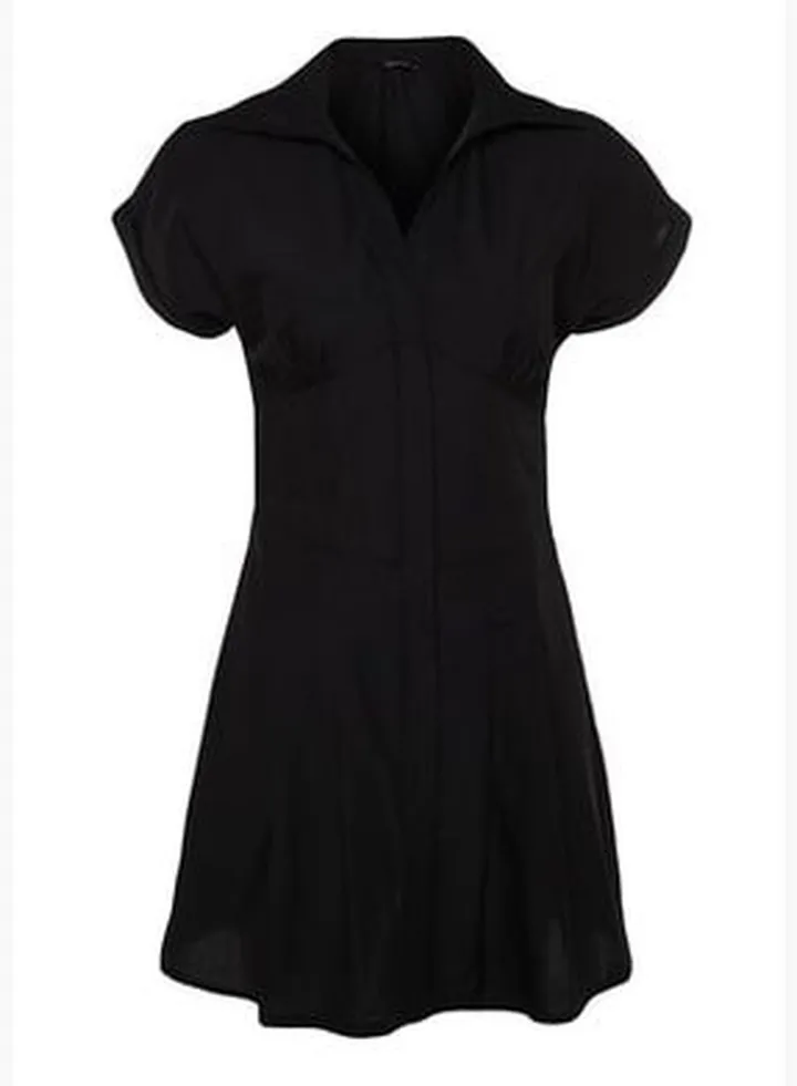Knitted Black Mini Woven Mini Dress TWOSS23EL00597