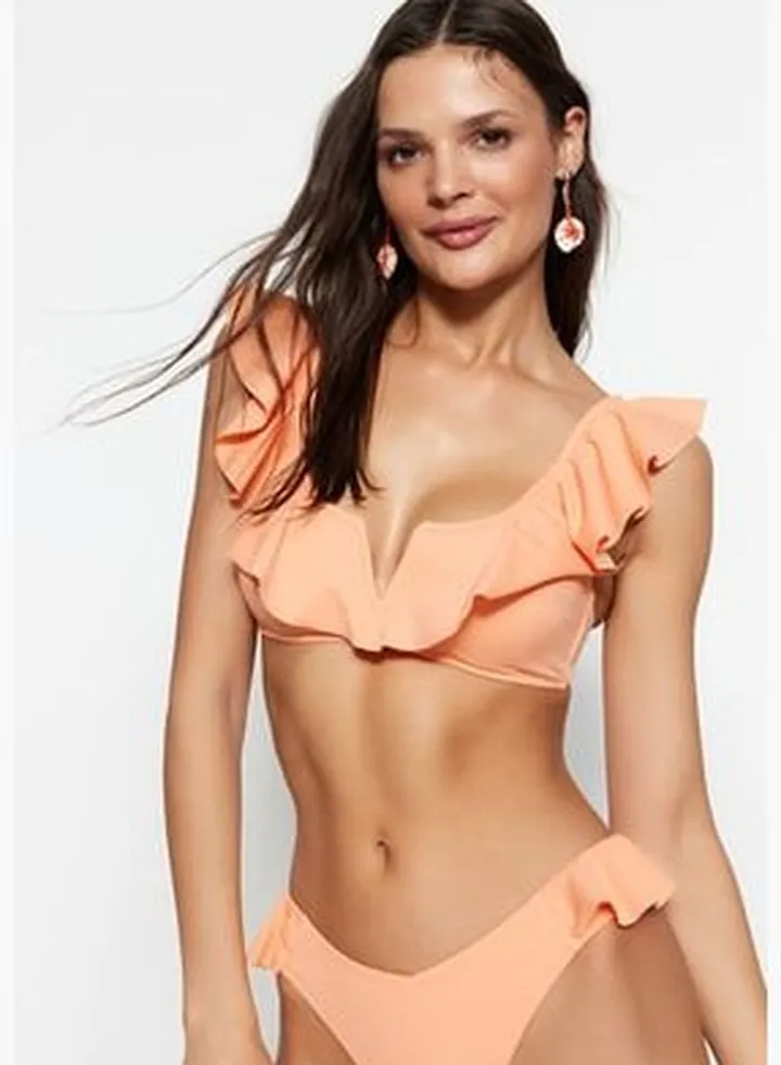 Salmon Bralette Flounces Bikini Top TBESS21BU0053