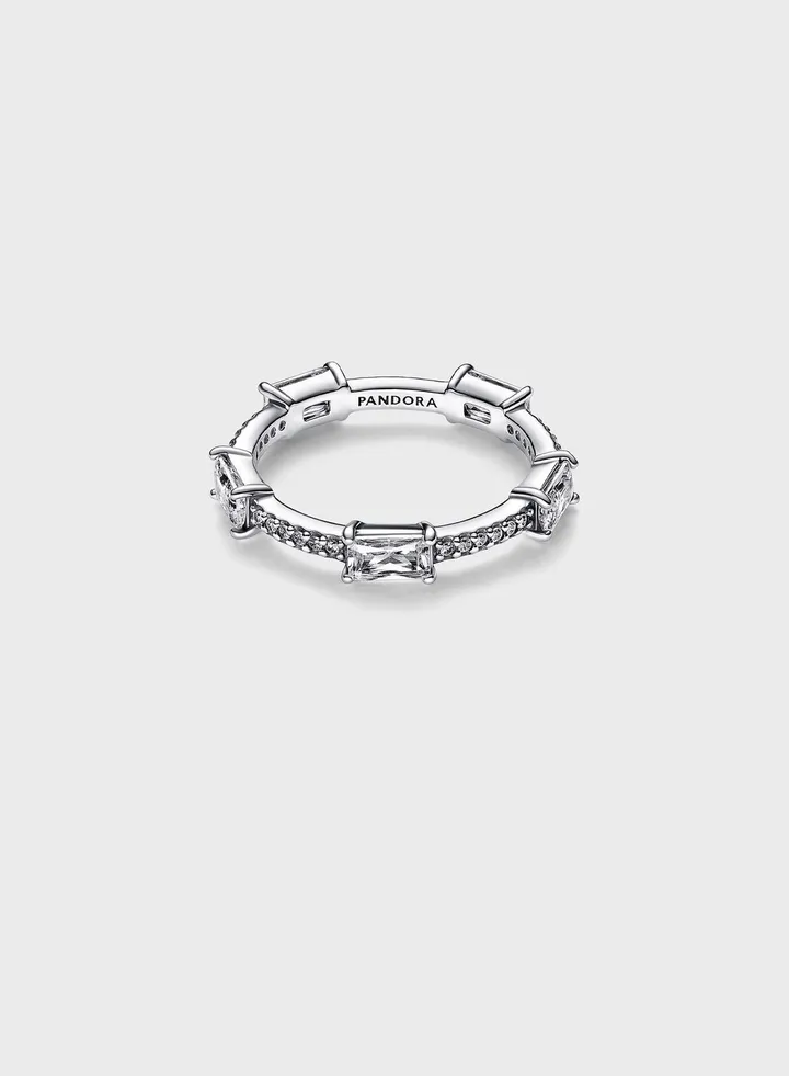 Rectangular Bars Sparkling Pavé Ring