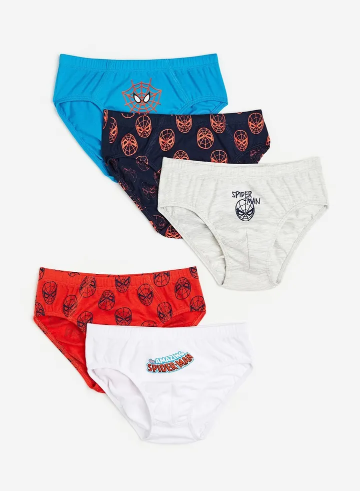 Kids 5 Pack Printed Briefs