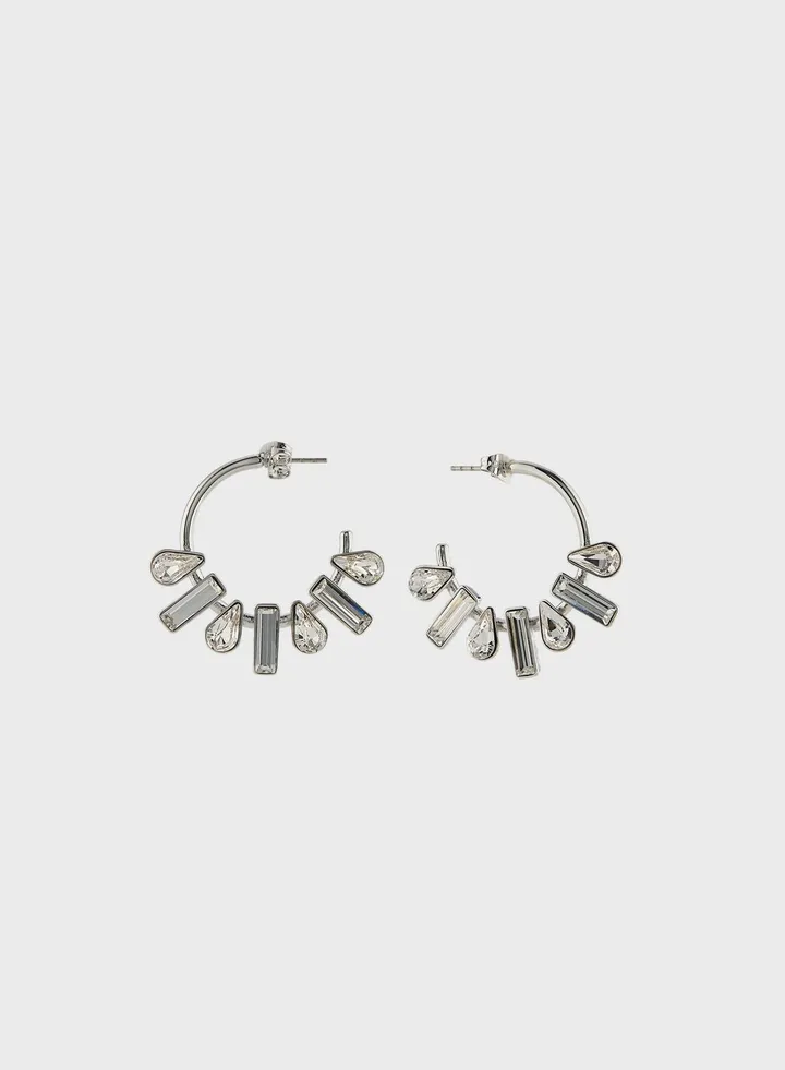 Crysela: Crystal Baguette Hoop Earrings
