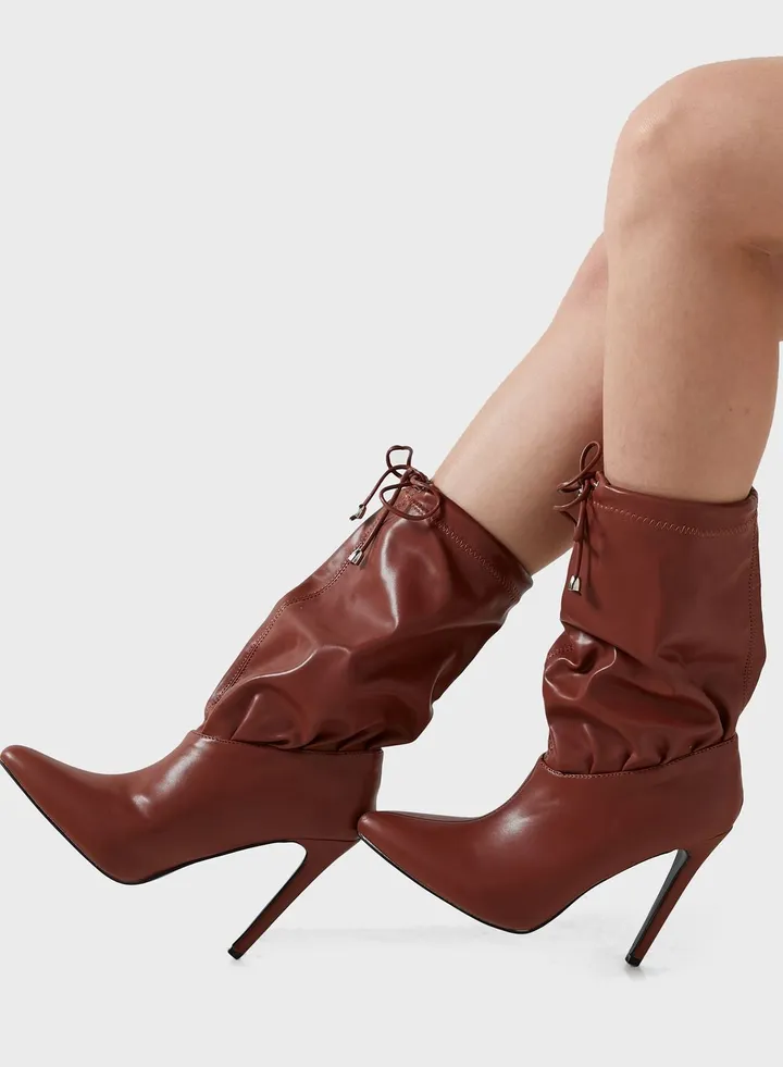 Ruched Detail Pointed Boot