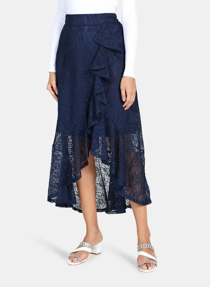 Casual Lace Skirt Navy