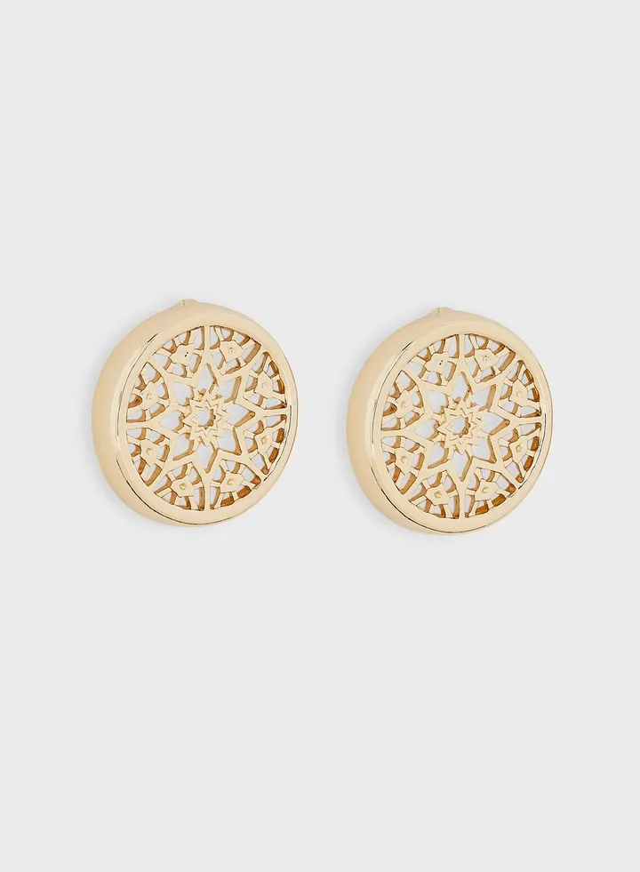 Arabic Motif Oversize Stud Earrings