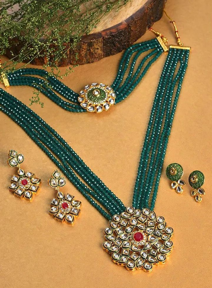Gold Plated Stone Designer Necklace Set