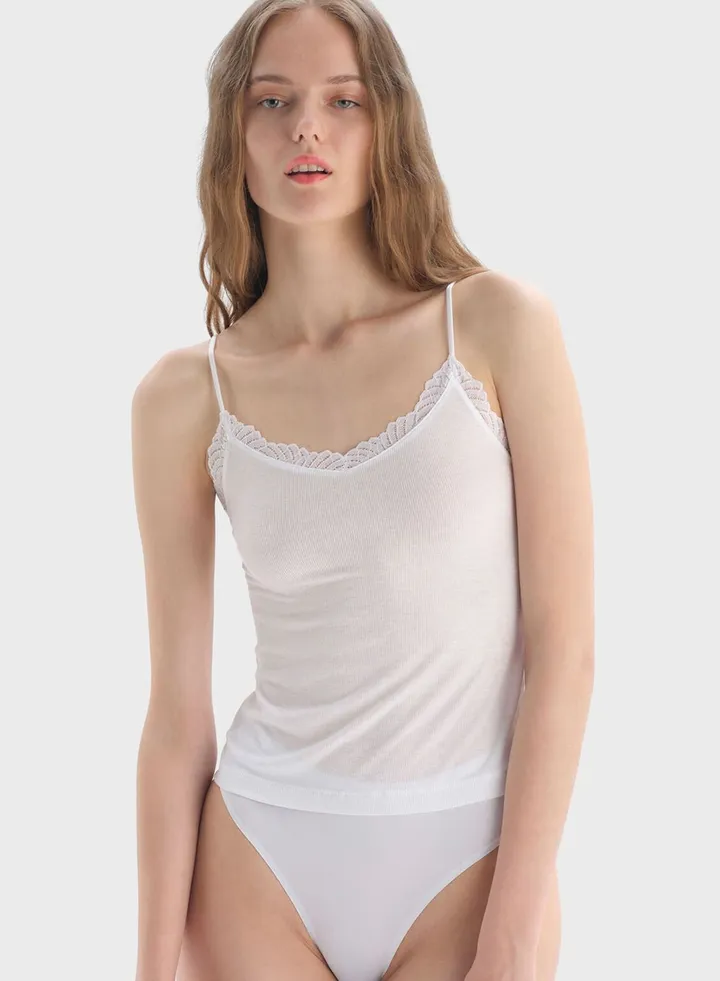 Lace Detail Ribbed Tank Top
