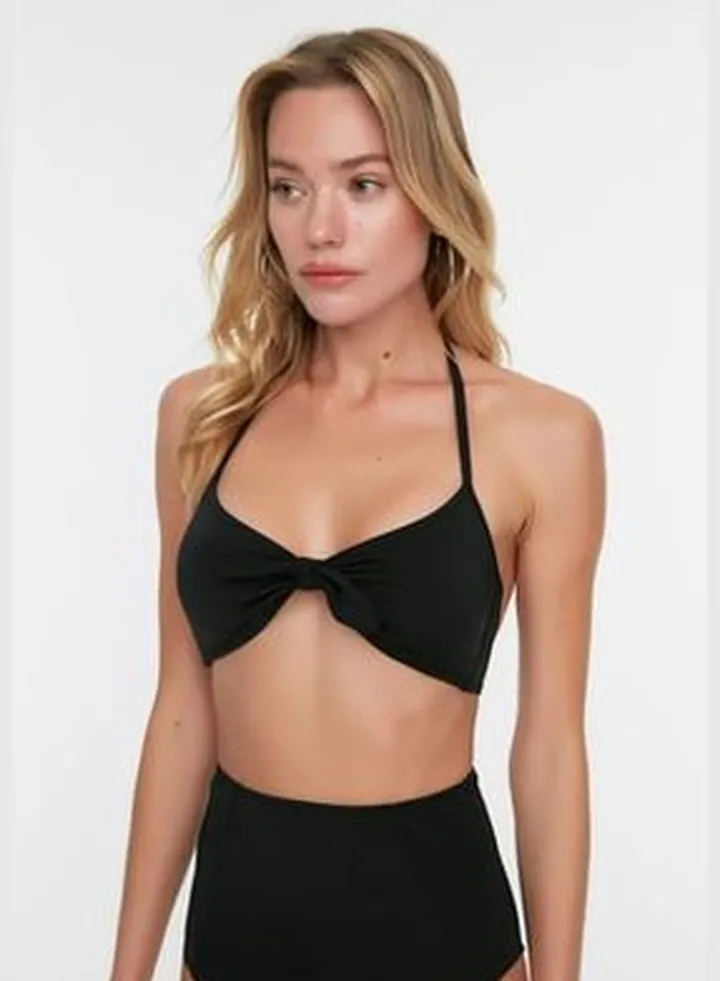 Black Bralette Tied Bikini Top TBESS21BU0098