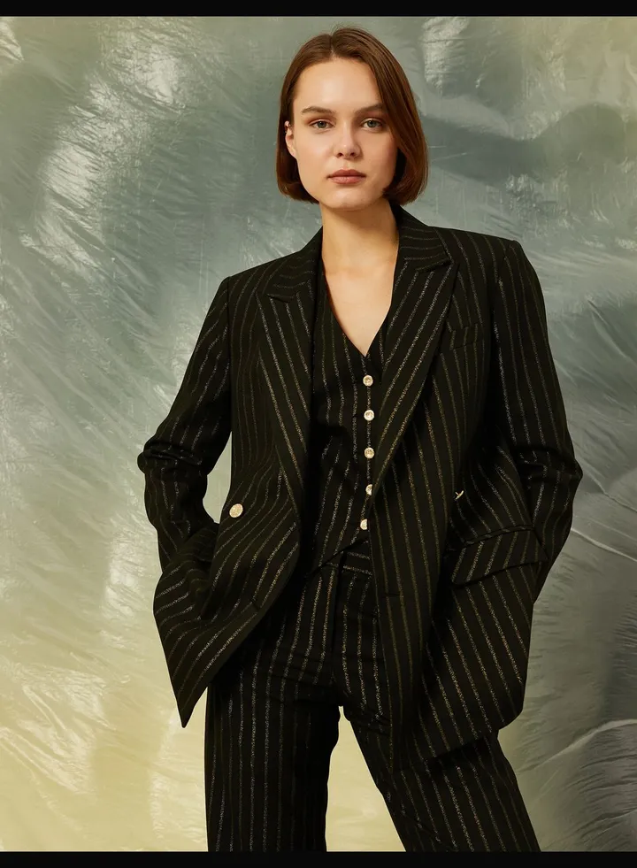 Silvery Wrapped Blazer Jacket