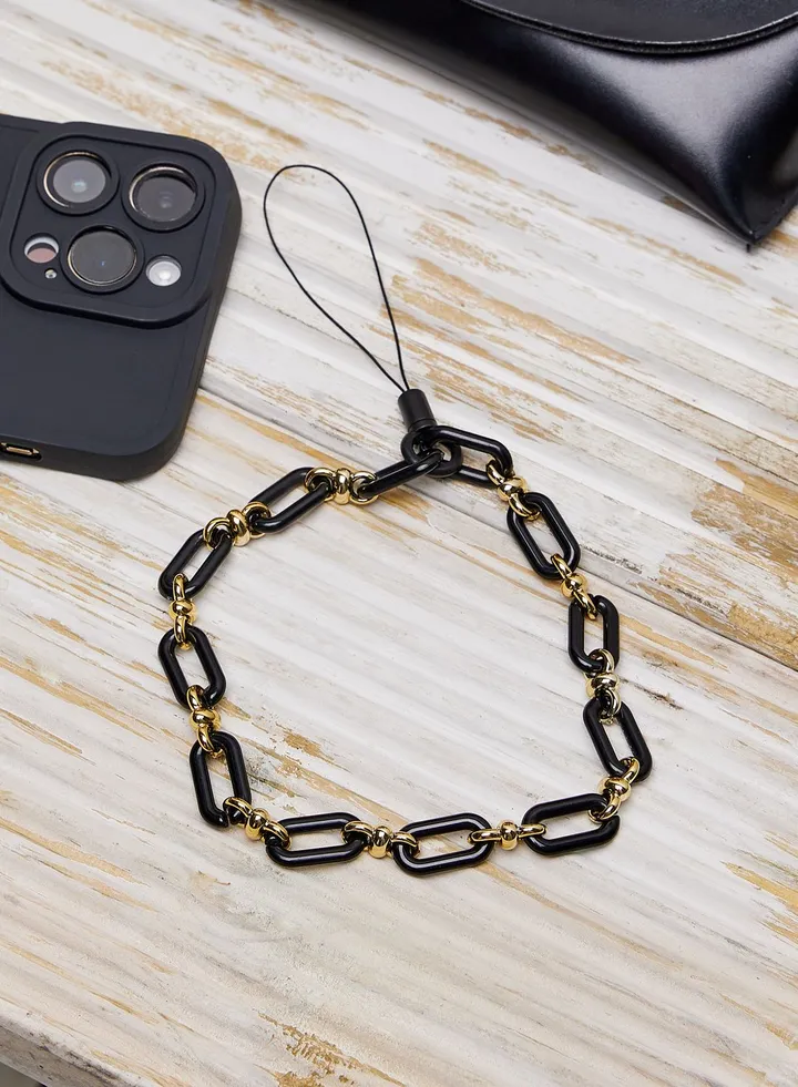 Black Link Chain Phone Strap