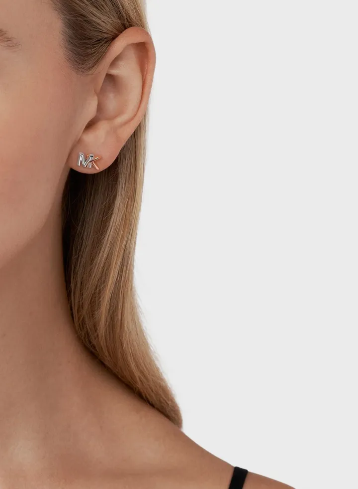 Monogram Two Tone Stud Earrings