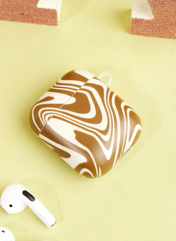 Brown Swirls Airpods Case