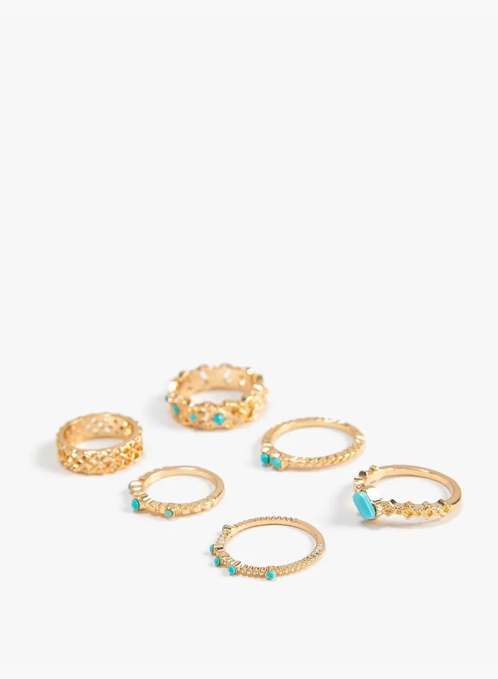 Ring Set 4 Pack Metal Thin Textured