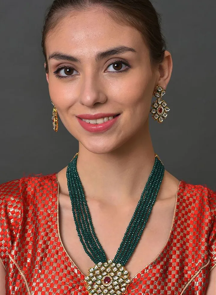 Gold Plated Designer Stone Necklace Set