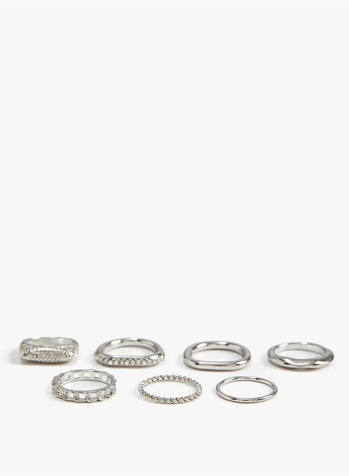 Ring Set 6 Pack Metal Thin Textured