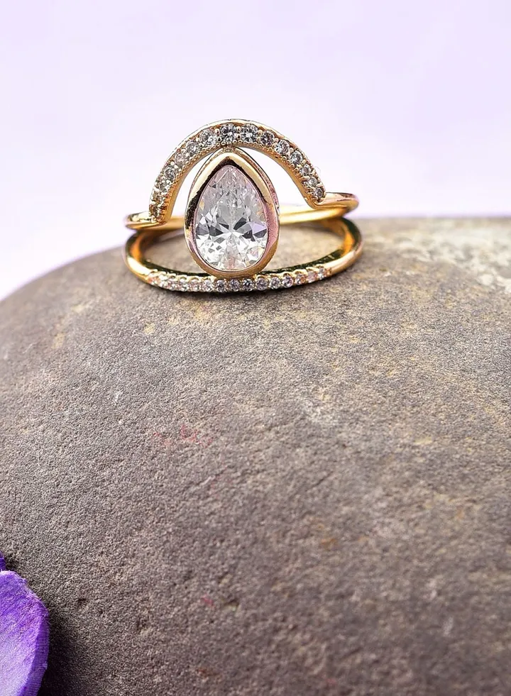 Gold Plated Stone Designer Ring