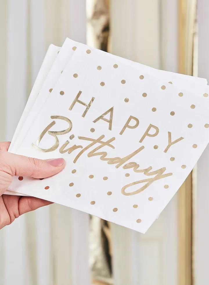 Gold Foiled Happy Birthday Napkin