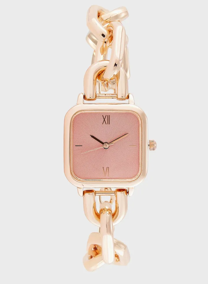 Square Dial Bracelet Strap Analogue Watch