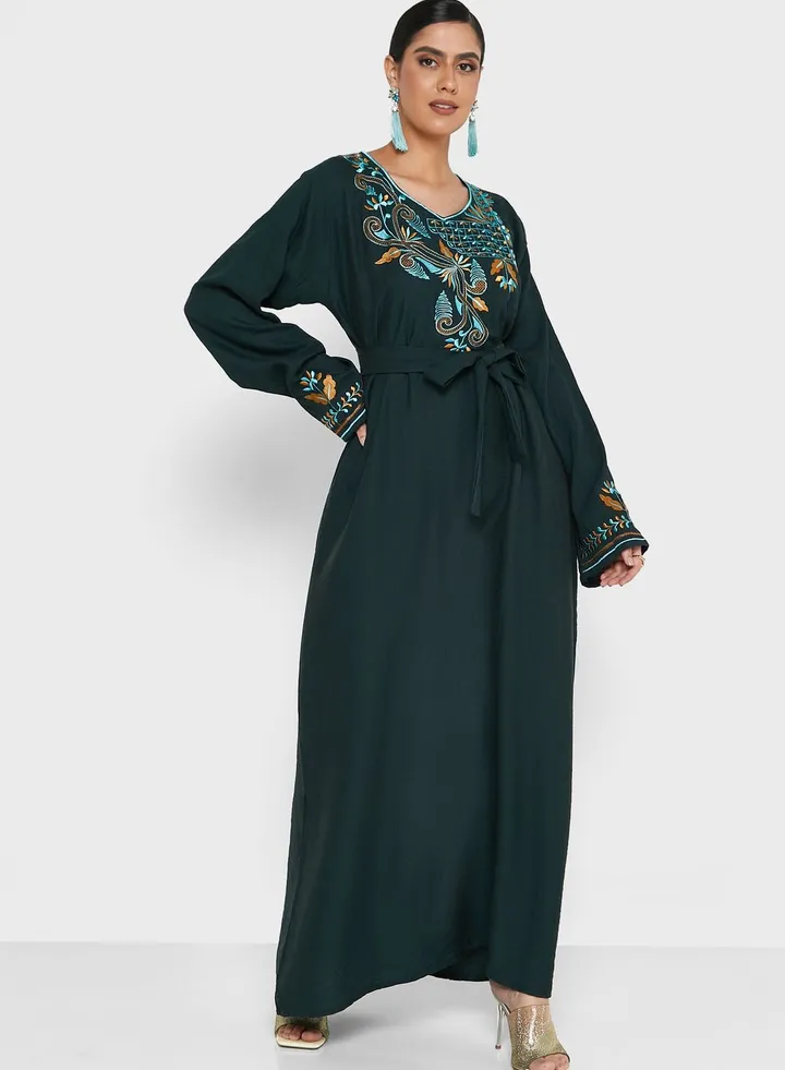 Embellished Belted Jalabiya