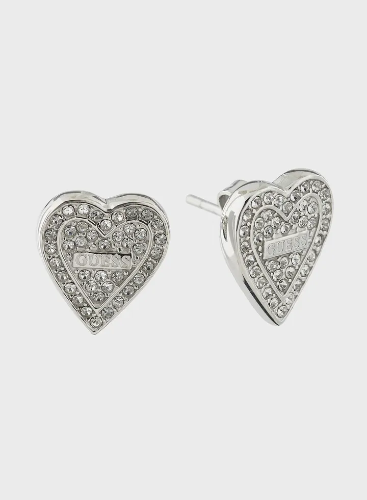 Pave Heart Stud Earrings