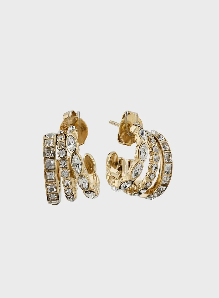 Triple Geometric Drop Earrings