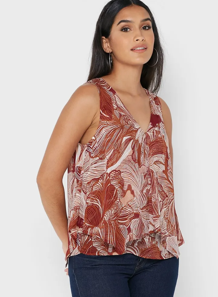 High Low Printed Top