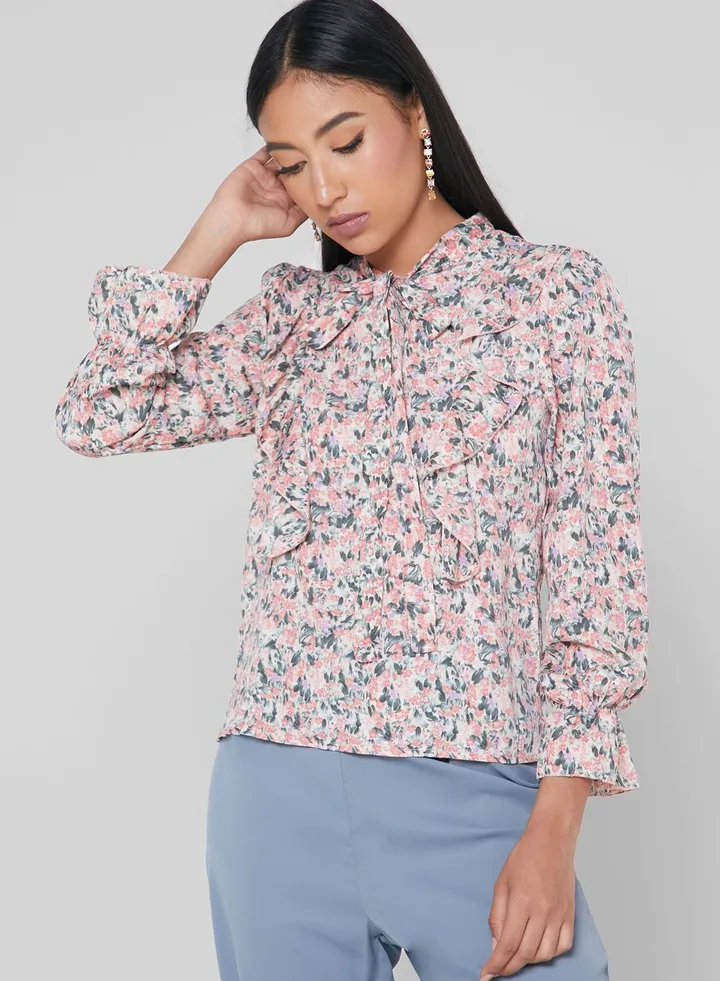 Tie Detail Printed Shirt