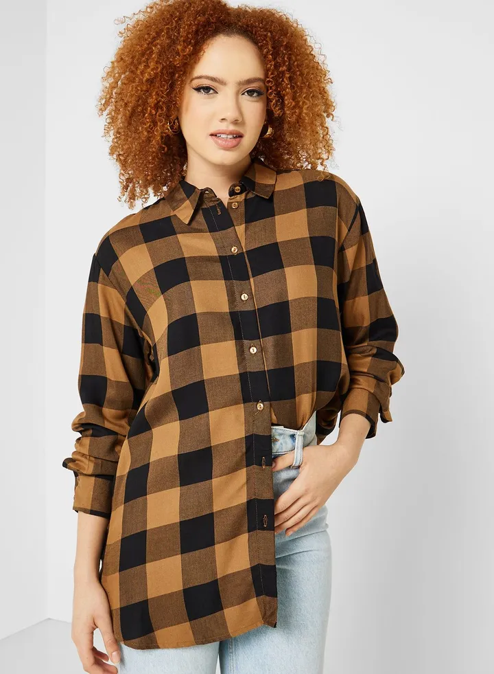 Checked Longline Shirt