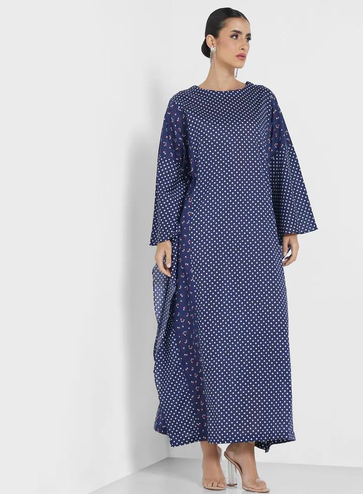 Cape Sleeve Printed Jalabiya