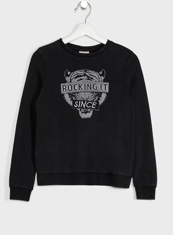 Kids Slogan Print Sweatshirt