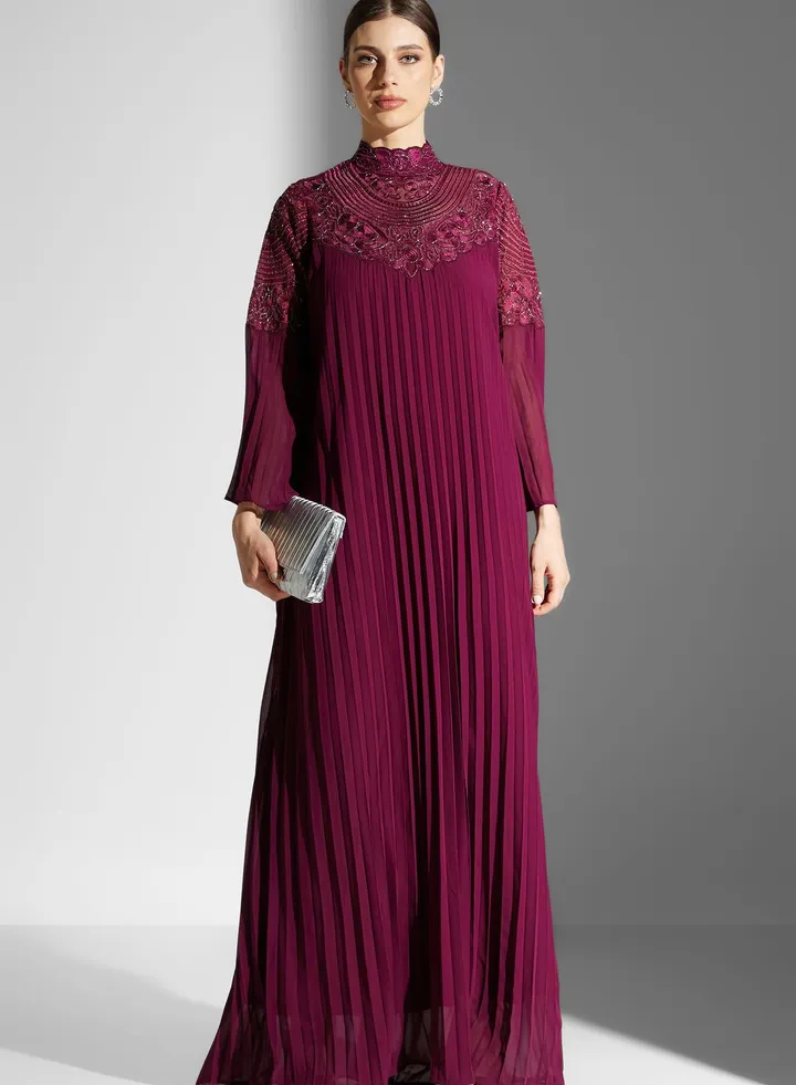 High Neck Plisse Dress