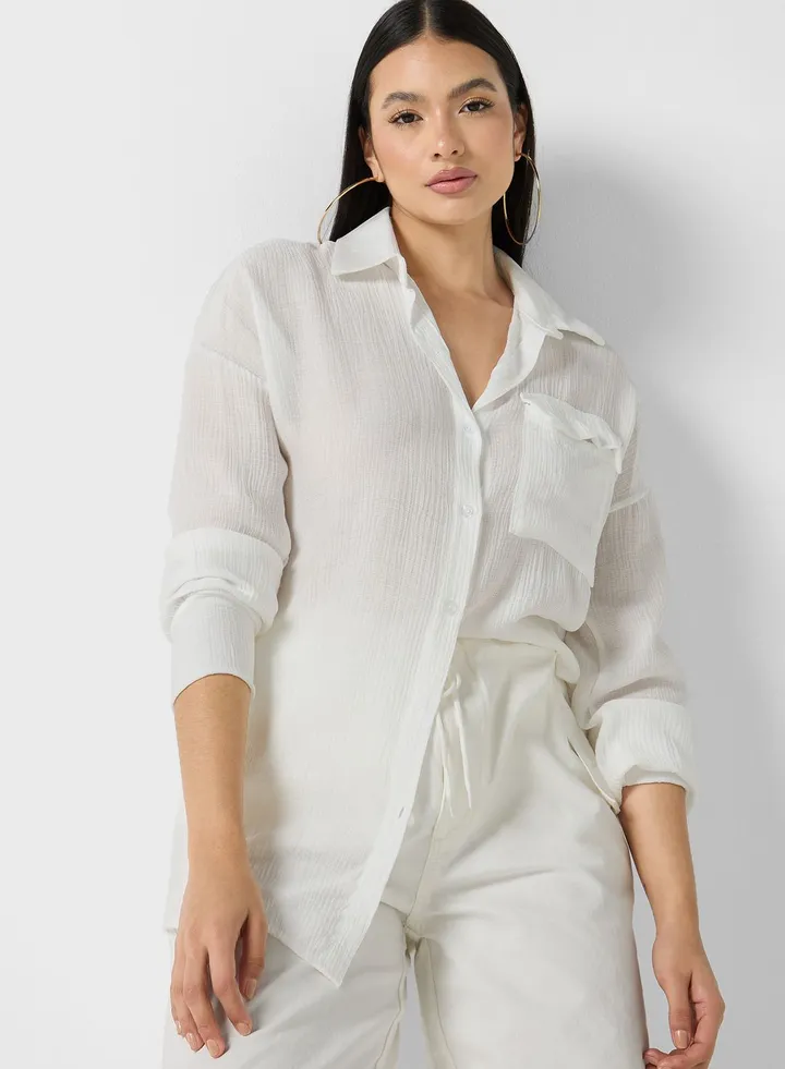 Pocket Detail Longline Shirt